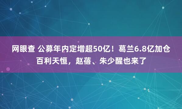 网眼查 公募年内定增超50亿！葛兰6.8亿加仓百利天恒，赵蓓、朱少醒也来了