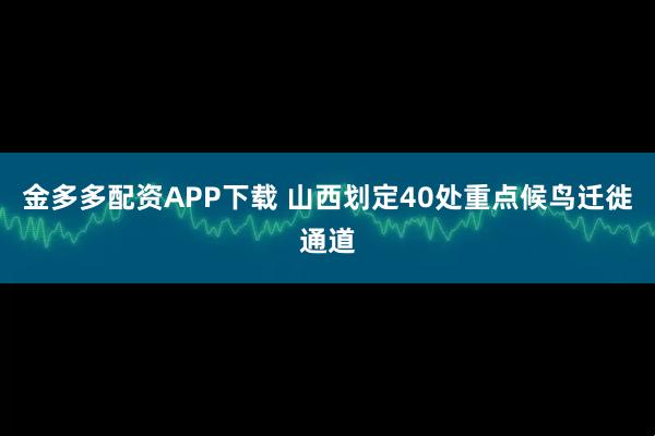金多多配资APP下载 山西划定40处重点候鸟迁徙通道